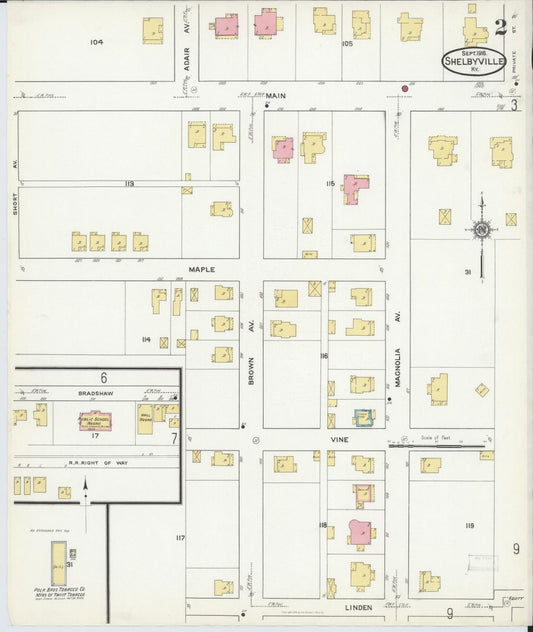 Sanborn Fire Insurance Map from Shelbyville, Shelby County, Kentucky (1916), Sheet #0002 - Historic Sanborn Fire Insurance Map Print, vintage old map wall art, antique decor, genealogy gift, Kentucky Kentucky map