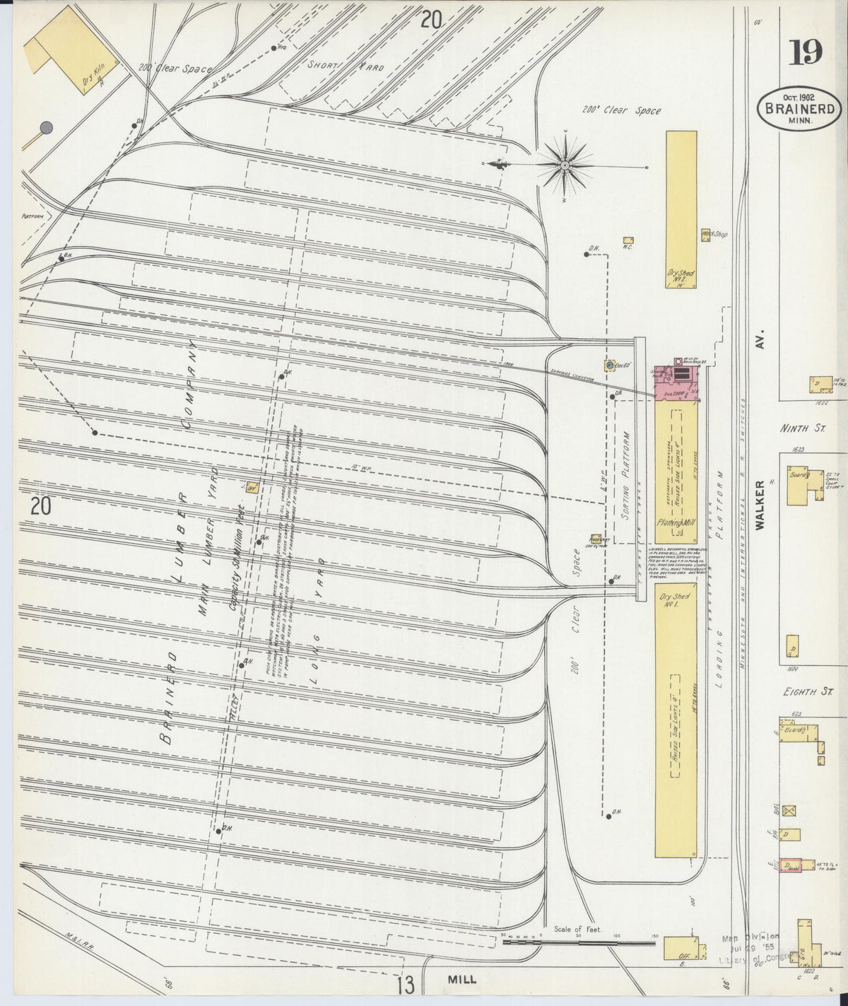 Sanborn Fire Insurance Map from Brainerd, Crow Wing County, Minnesota (1902), Sheet #0019 - Complete Map Set gallery image, historic Sanborn map, vintage wall art, Minnesota Minnesota