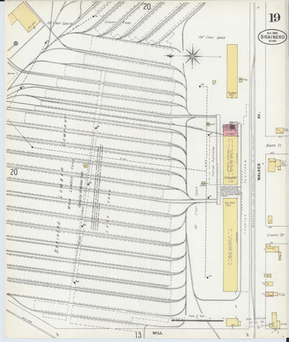 Sanborn Fire Insurance Map from Brainerd, Crow Wing County, Minnesota (1902), Sheet #0019 - Complete Map Set gallery image, historic Sanborn map, vintage wall art, Minnesota Minnesota