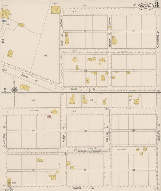 Sanborn Fire Insurance Map from Gresham, Multnomah County, Oregon (1922), Sheet #0003 - Historic Sanborn Fire Insurance Map Print, vintage old map wall art, antique decor, genealogy gift, Oregon Oregon map