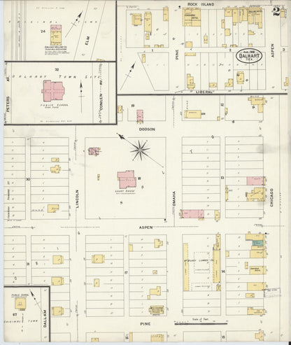 Sanborn Fire Insurance Map from Dalhart, Dallam And Hartley County, Texas (1908), Sheet #0002 - Complete Map Set gallery image, historic Sanborn map, vintage wall art, Texas Texas