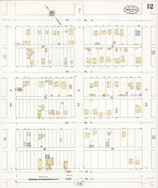Sanborn Fire Insurance Map from Twin Falls, Twin Falls County, Idaho (1911), Sheet #0012 - Historic Sanborn Fire Insurance Map Print, vintage old map wall art, antique decor, genealogy gift, Falls Idaho map