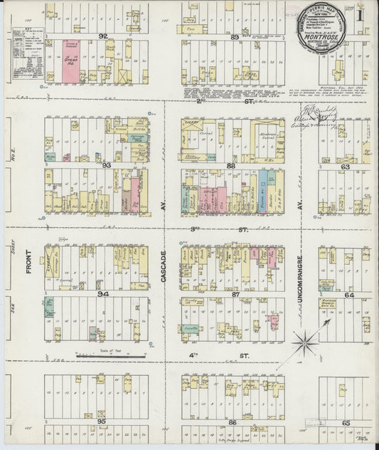 Sanborn Fire Insurance Map from Montrose, Montrose County, Colorado. (1890) – Historic Sanborn Fire Insurance Map Print