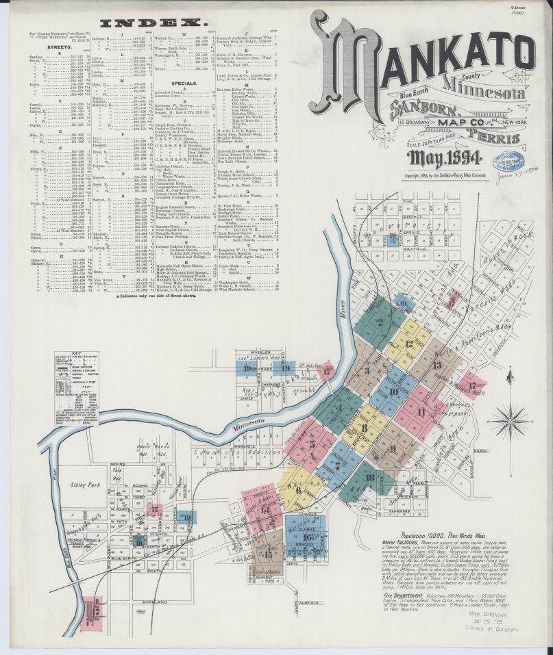 Sanborn Fire Insurance Map from Mankato, Blue Earth County, Minnesota. (1894) – Map View