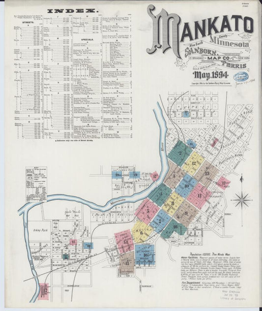 Sanborn Fire Insurance Map from Mankato, Blue Earth County, Minnesota. (1894) – Map View