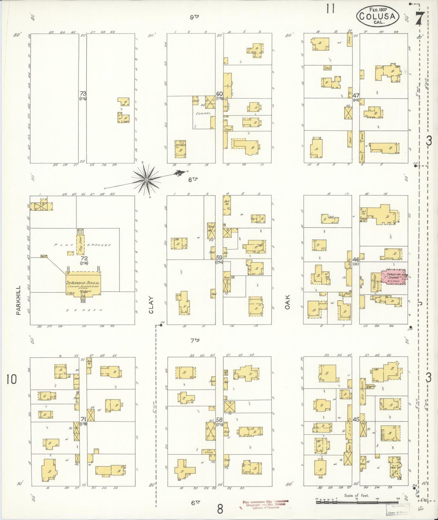 Sanborn Fire Insurance Map from Colusa, Colusa County, California (1907), Sheet #0007 - Complete Map Set gallery image, historic Sanborn map, vintage wall art, California California