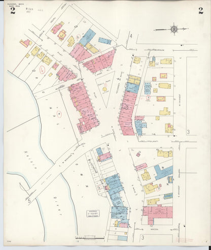 Sanborn Fire Insurance Map from Dundee, Monroe County, Michigan (1949), Sheet #0002 - Historic Sanborn Fire Insurance Map Print, vintage old map wall art, antique decor, genealogy gift, Michigan Michigan map