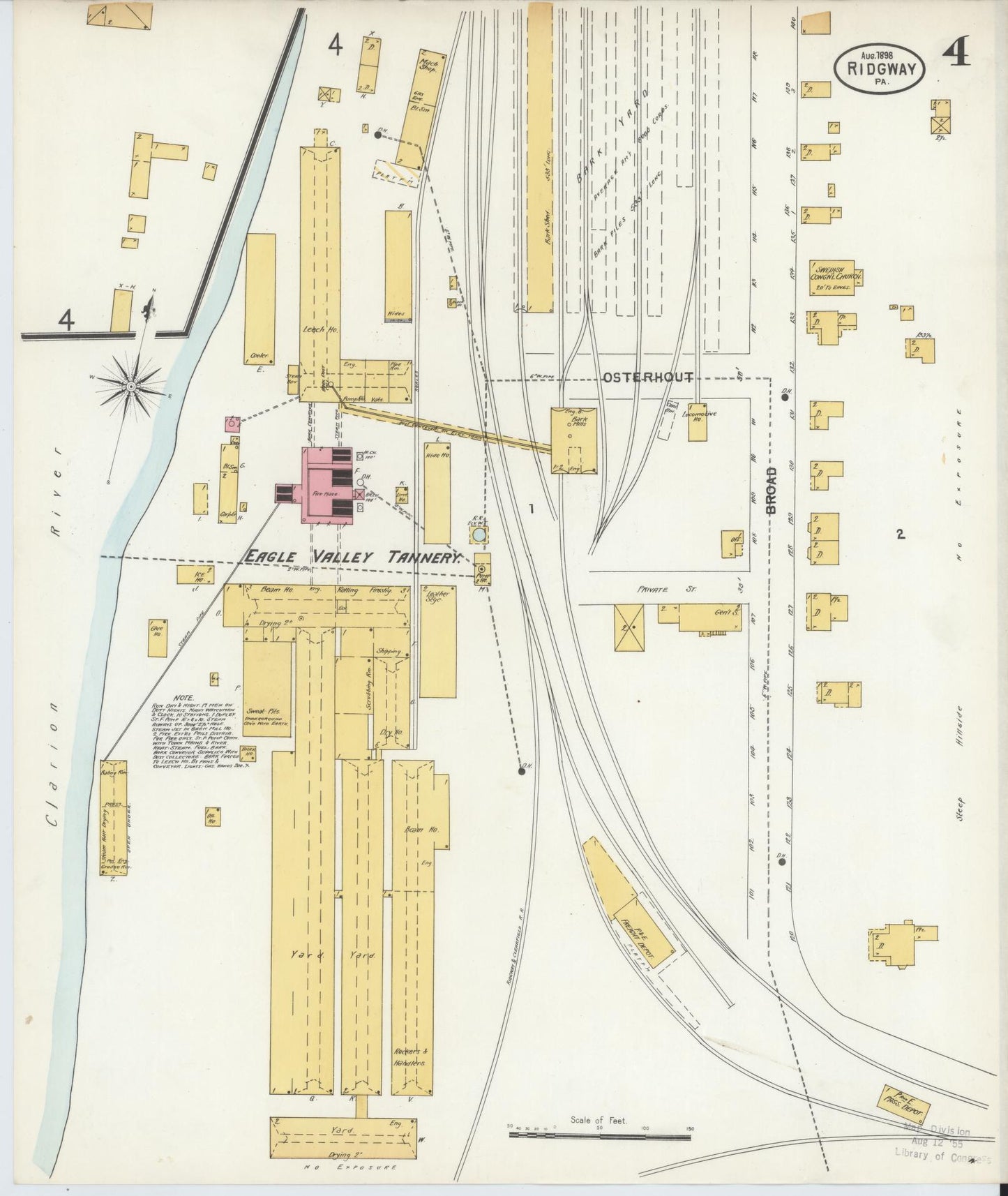 Sanborn Fire Insurance Map from Ridgway, Elk County, Pennsylvania (1898), Sheet #0004 - Historic Sanborn Fire Insurance Map Print, vintage old map wall art, antique decor, genealogy gift, Pennsylvania Pennsylvania map