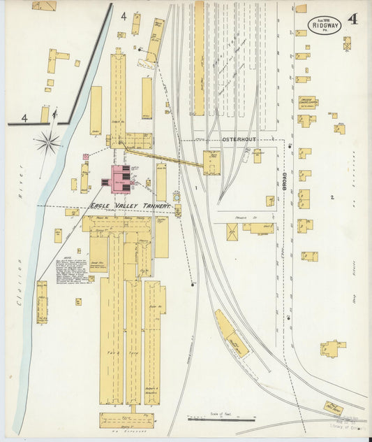 Sanborn Fire Insurance Map from Ridgway, Elk County, Pennsylvania (1898), Sheet #0004 - Historic Sanborn Fire Insurance Map Print, vintage old map wall art, antique decor, genealogy gift, Pennsylvania Pennsylvania map