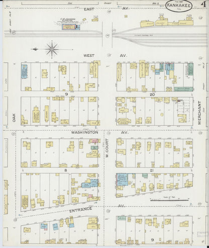 Sanborn Fire Insurance Map from Kankakee, Kankakee County, Illinois (1887), Sheet #0004 - Complete Map Set gallery image, historic Sanborn map, vintage wall art, Illinois Illinois