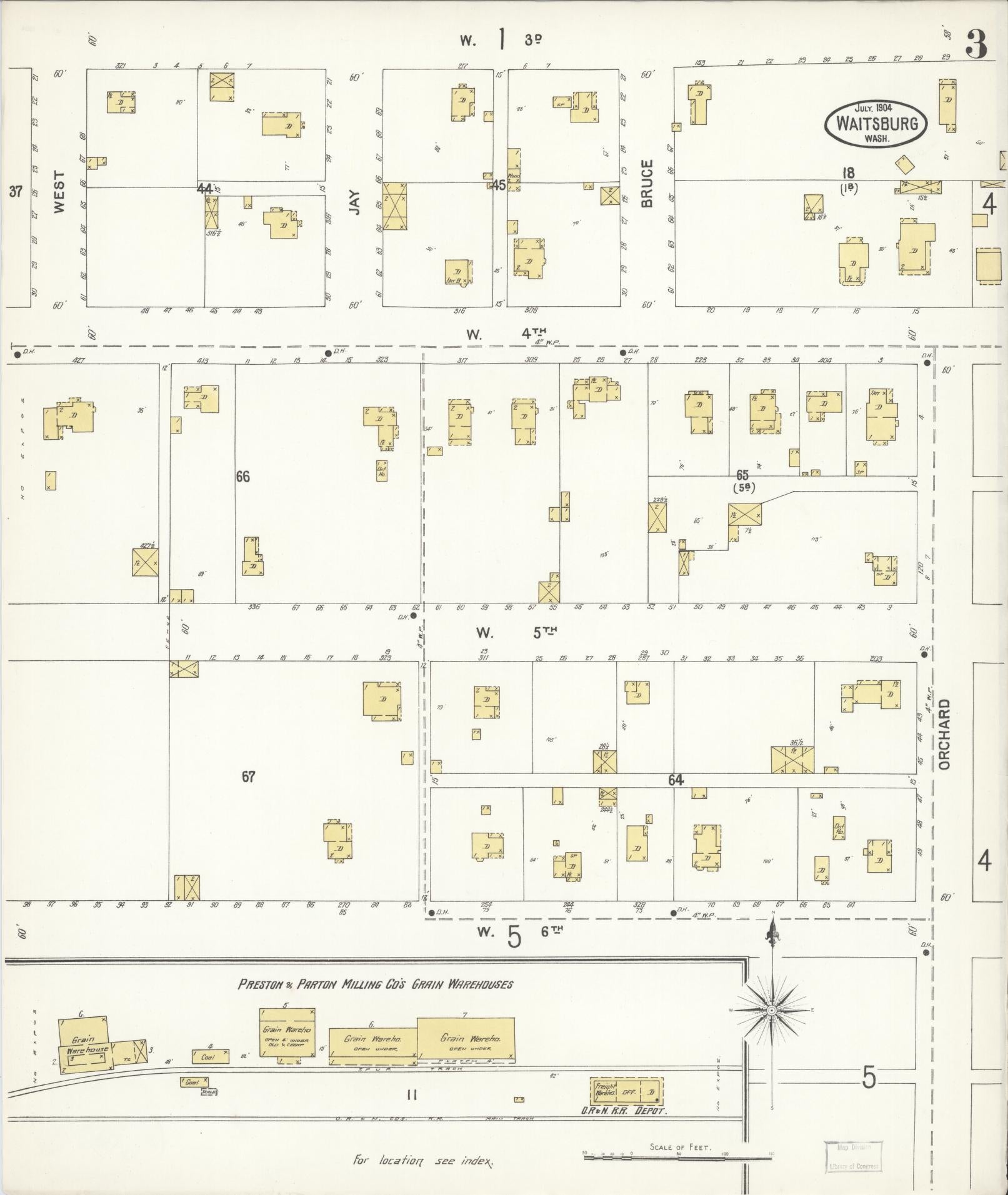 Sanborn Fire Insurance Map from Waitsburg, Walla Walla County, Washington (1904), Sheet #0003 - Complete Map Set gallery image, historic Sanborn map, vintage wall art, Washington Washington