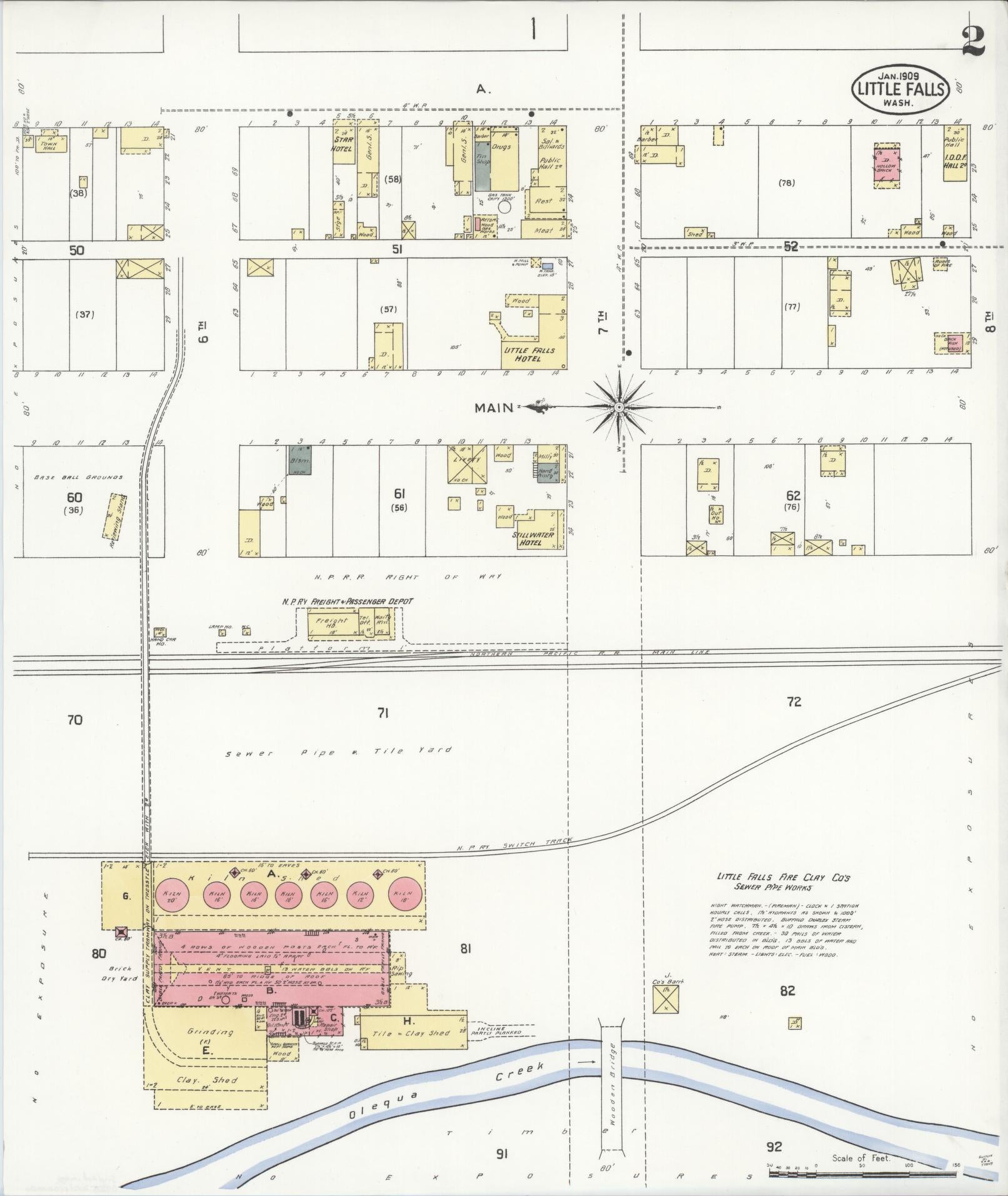 Sanborn Fire Insurance Map from Little Falls [see also Vader], Lewis County, Washington (1909), Sheet #0002 - Complete Map Set gallery image, historic Sanborn map, vintage wall art, Washington Washington