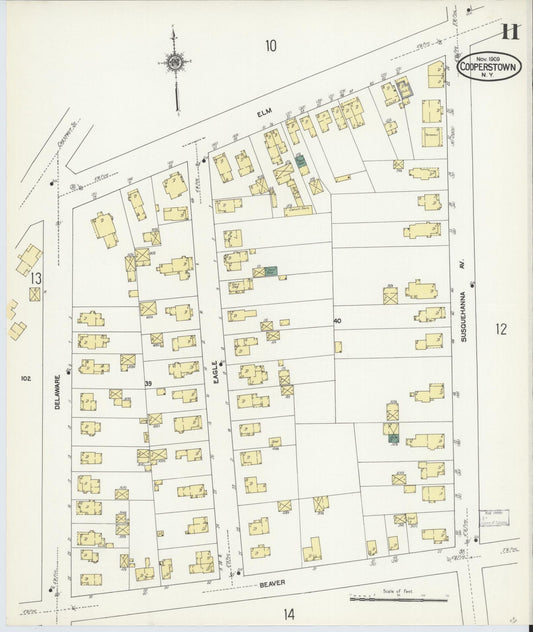 Sanborn Fire Insurance Map from Cooperstown, Otsego County, New York (1909), Sheet #0011 - Historic Sanborn Fire Insurance Map Print, vintage old map wall art, antique decor, genealogy gift, New York New York map
