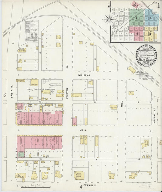 Sanborn Fire Insurance Map from Wolfe City, Hunt County, Texas (1896), Sheet #0001 - Historic Sanborn Fire Insurance Map Print, vintage old map wall art, antique decor, genealogy gift, Texas Texas map