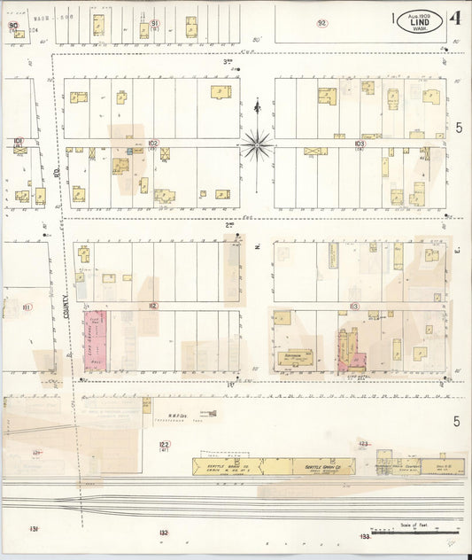 Sanborn Fire Insurance Map from Lind, Adams County, Washington (1943), Sheet #0004 - Historic Sanborn Fire Insurance Map Print, vintage old map wall art, antique decor, genealogy gift, Washington Washington map