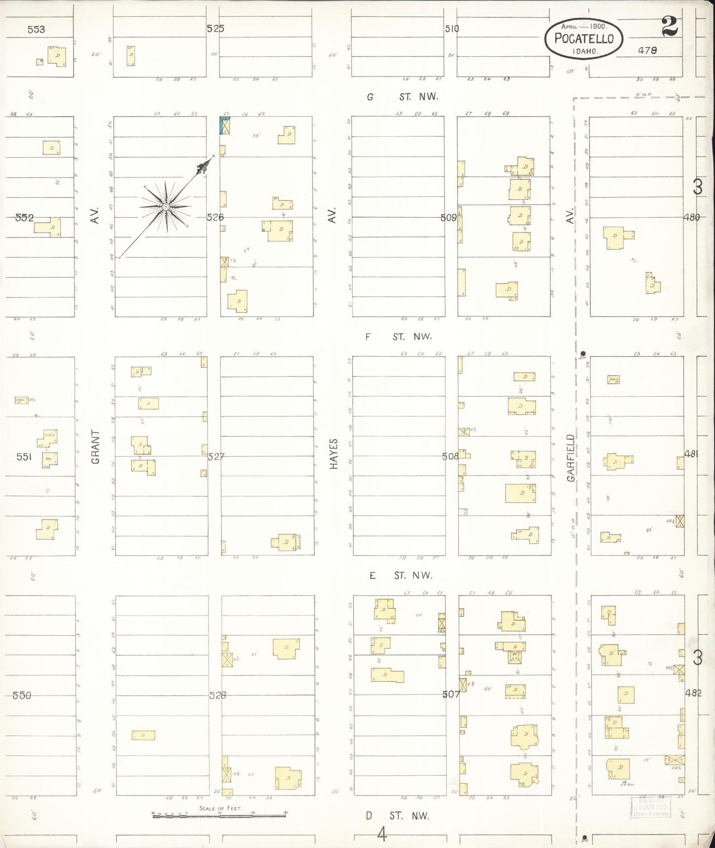 Sanborn Fire Insurance Map from Pocatello, Bannock County, Idaho (1900), Sheet #0002 - Complete Map Set gallery image, historic Sanborn map, vintage wall art, Idaho Idaho