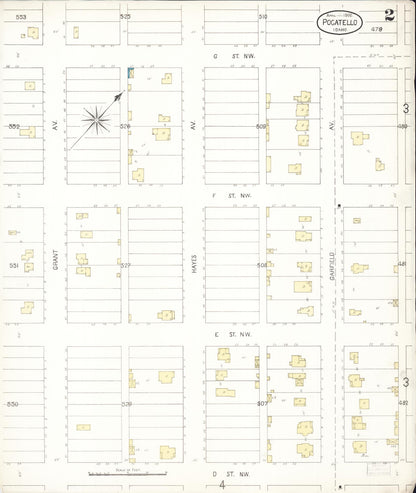 Sanborn Fire Insurance Map from Pocatello, Bannock County, Idaho (1900), Sheet #0002 - Complete Map Set gallery image, historic Sanborn map, vintage wall art, Idaho Idaho