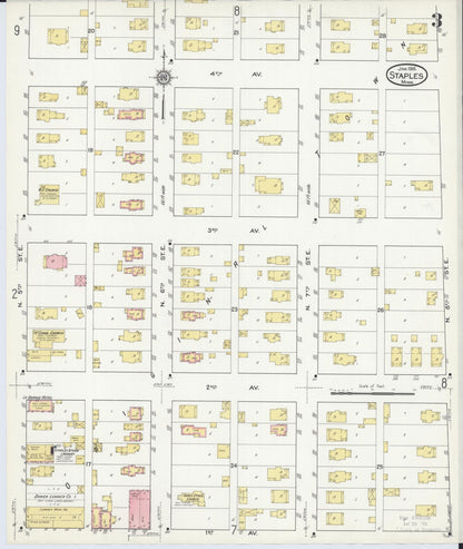 Sanborn Fire Insurance Map from Staples, Todd County, Minnesota (1916), Sheet #0003 - Complete Map Set gallery image, historic Sanborn map, vintage wall art, Minnesota Minnesota