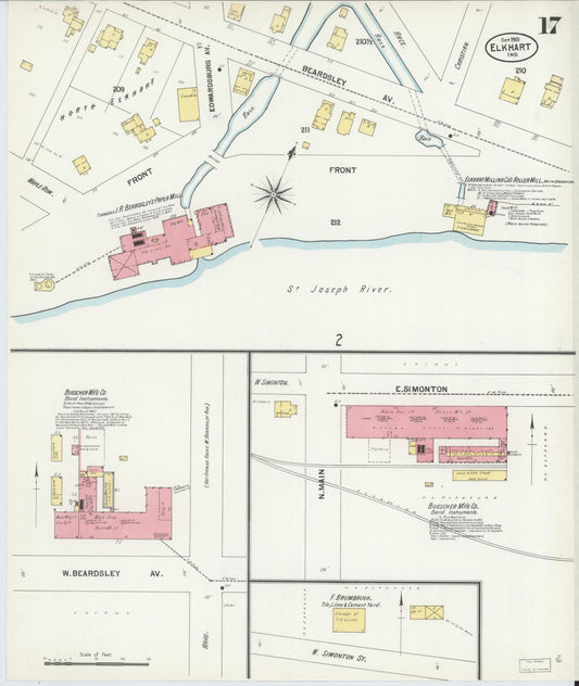 Sanborn Fire Insurance Map from Elkhart, Elkhart County, Indiana (1901), Sheet #0017 - Historic Sanborn Fire Insurance Map Print, vintage old map wall art, antique decor, genealogy gift, Indiana Indiana map