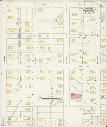 Sanborn Fire Insurance Map from Christopher, Franklin County, Illinois (1916), Sheet #0005 - Complete Map Set gallery image, historic Sanborn map, vintage wall art, Illinois Illinois