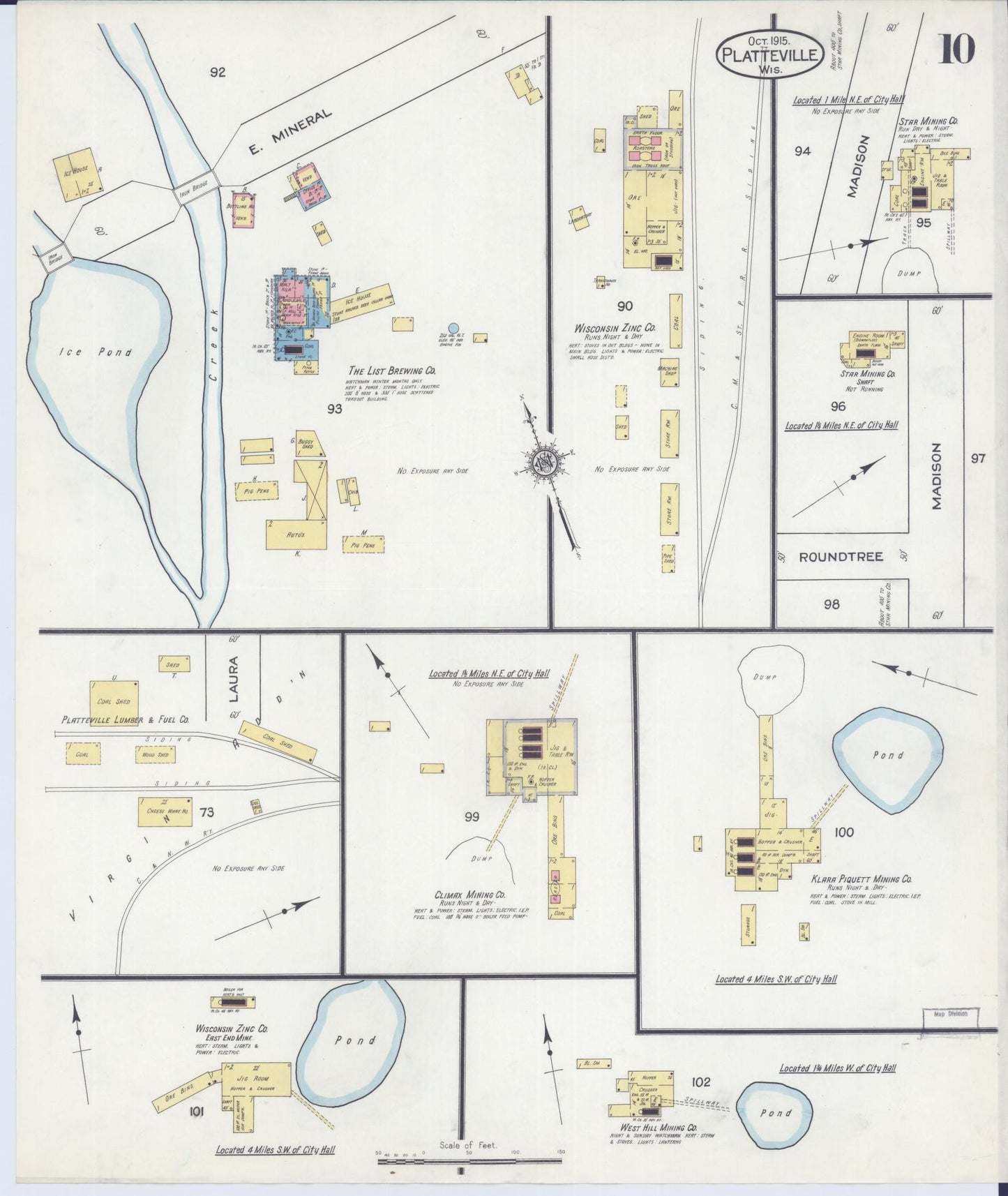 Sanborn Fire Insurance Map from Platteville, Grant County, Wisconsin (1915), Sheet #0010 - Complete Map Set gallery image, historic Sanborn map, vintage wall art, Wisconsin Wisconsin