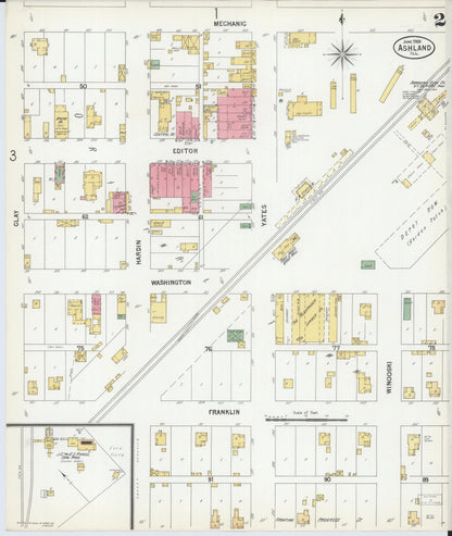 Sanborn Fire Insurance Map from Ashland, Cass County, Illinois (1900), Sheet #0002 - Complete Map Set gallery image, historic Sanborn map, vintage wall art, Illinois Illinois