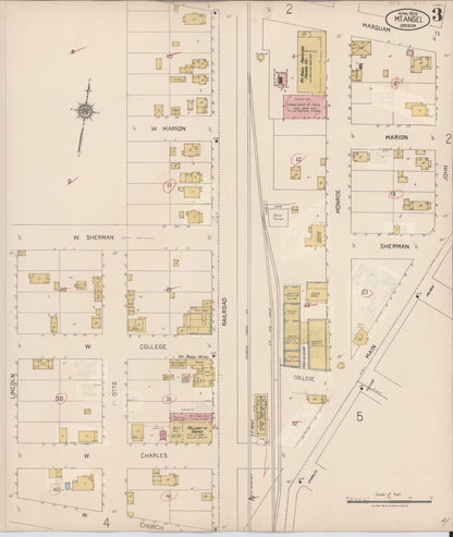 Sanborn Fire Insurance Map from Mount Angel, Marion County, Oregon (1931), Sheet #0003 - Complete Map Set gallery image, historic Sanborn map, vintage wall art, Oregon Oregon