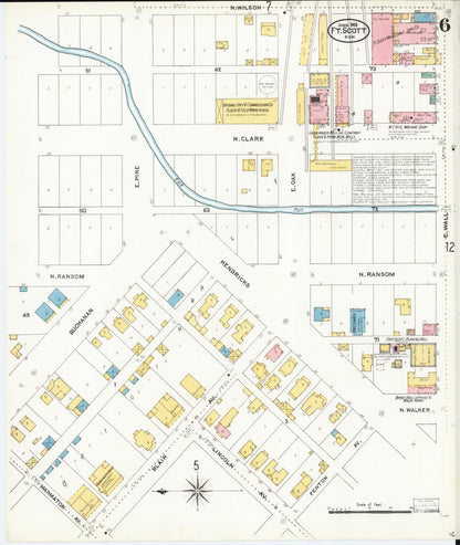 Sanborn Fire Insurance Map from Fort Scott, Bourbon County, Kansas (1906), Sheet #0006 - Complete Map Set gallery image, historic Sanborn map, vintage wall art, Kansas Kansas