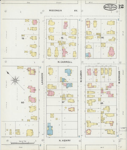 Sanborn Fire Insurance Map from Madison, Dane County, Wisconsin (1892), Sheet #0012 - Complete Map Set gallery image, historic Sanborn map, vintage wall art, Wisconsin Wisconsin