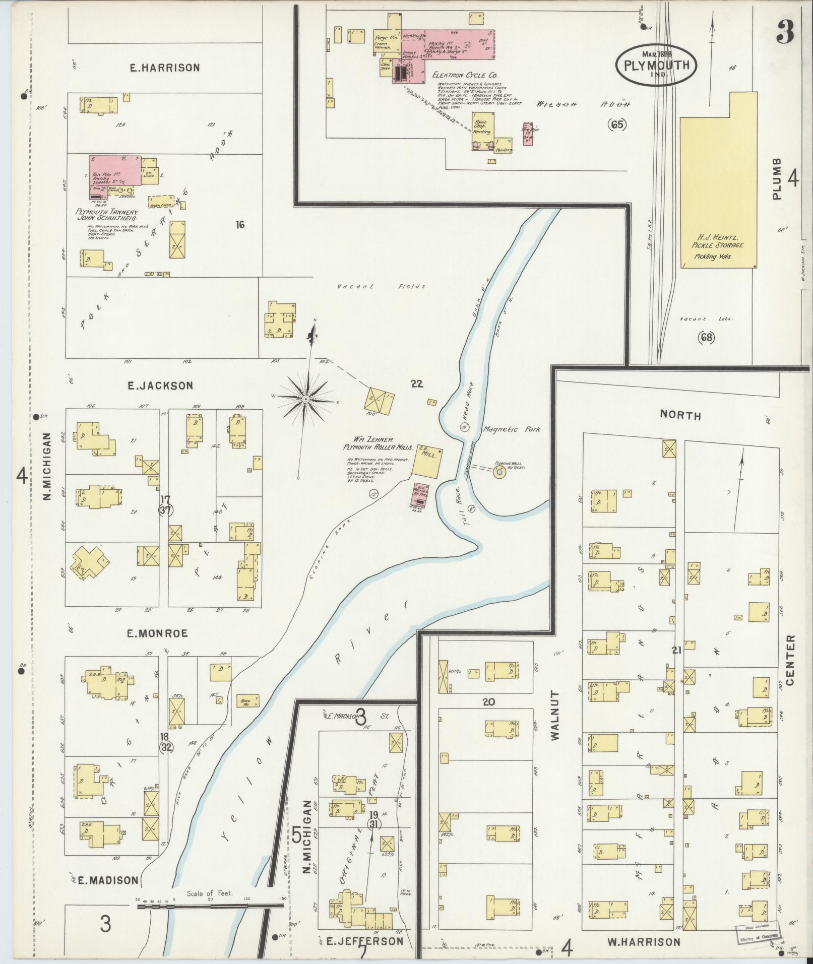 Sanborn Fire Insurance Map from Plymouth, Marhshall County, Indiana (1898), Sheet #0003 - Complete Map Set gallery image, historic Sanborn map, vintage wall art, Indiana Indiana