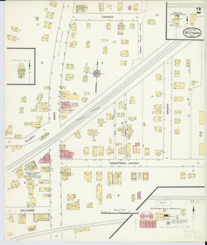Sanborn Fire Insurance Map from Rittman, Wayne County, Ohio (1913), Sheet #0002 - Historic Sanborn Fire Insurance Map Print, vintage old map wall art, antique decor, genealogy gift, Ohio Ohio map
