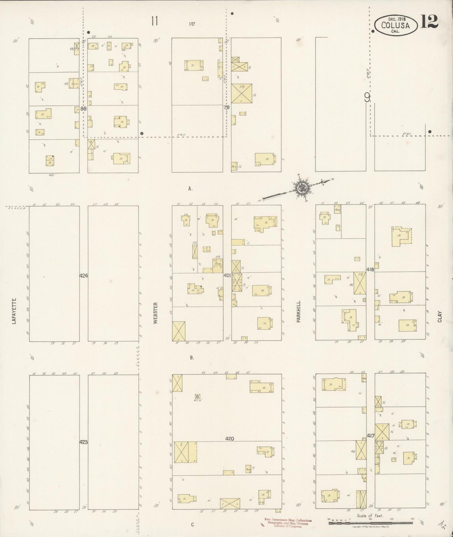 Sanborn Fire Insurance Map from Colusa, Colusa County, California (1918), Sheet #0012 - Complete Map Set gallery image, historic Sanborn map, vintage wall art, California California