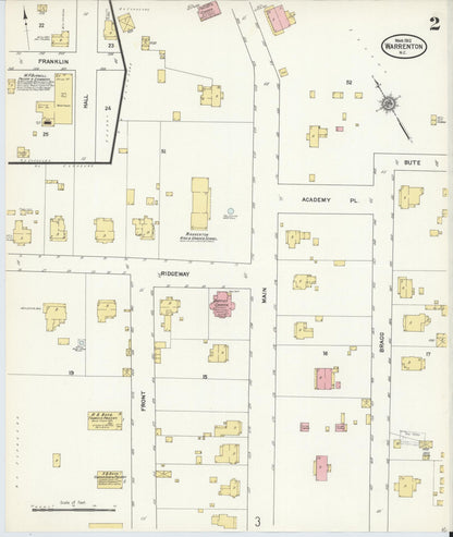Sanborn Fire Insurance Map from Warrenton, Warren County, North Carolina (1912), Sheet #0002 - Complete Map Set gallery image, historic Sanborn map, vintage wall art, North Carolina North Carolina