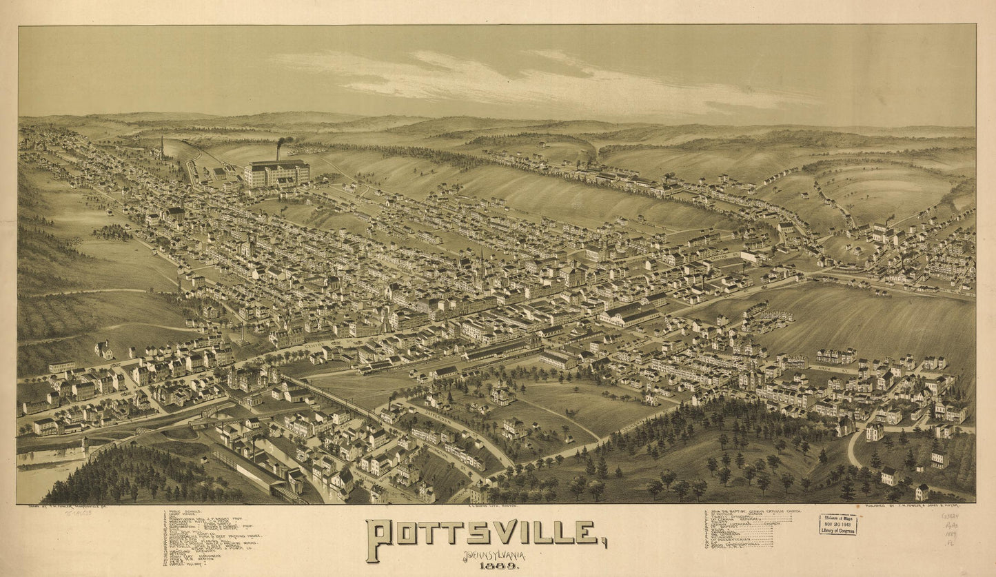Pottsville, Pennsylvania 1889. (1889) – Historic Bird’s-Eye View Panorama Print