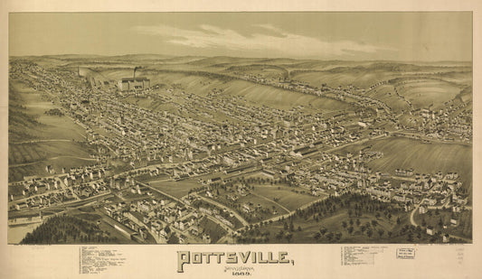 Pottsville, Pennsylvania 1889. (1889) – Historic Bird’s-Eye View Panorama Print