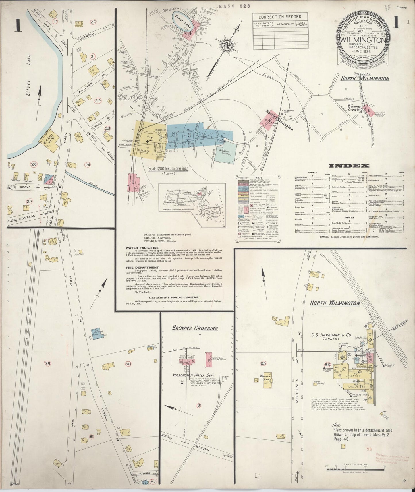 Sanborn Fire Insurance Map from Wilmington, Middlesex County, Massachusetts. (1933) – Historic Sanborn Fire Insurance Map Print