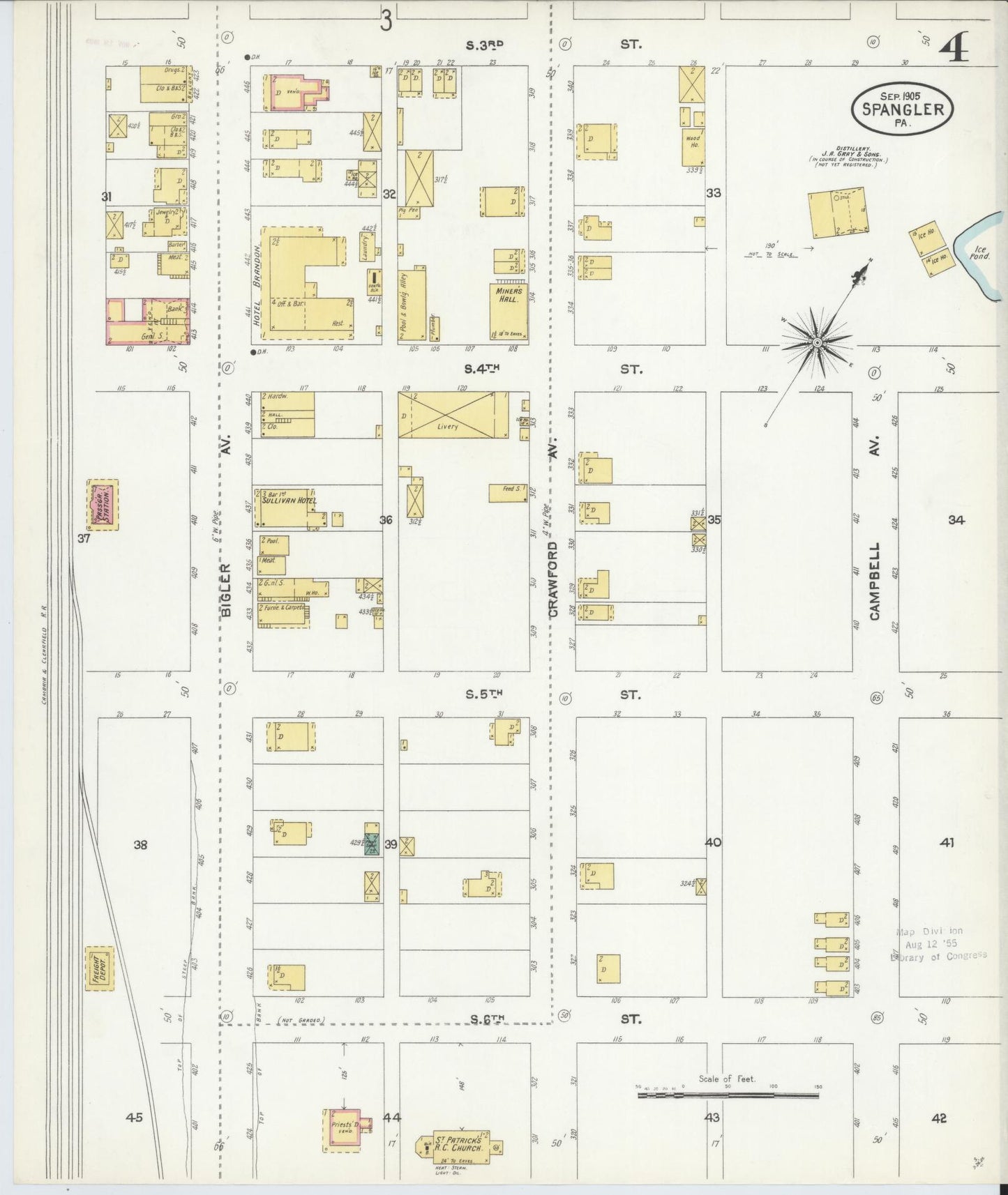 Sanborn Fire Insurance Map from Spangler, Cambria County, Pennsylvania (1905), Sheet #0004 - Complete Map Set gallery image, historic Sanborn map, vintage wall art, Pennsylvania Pennsylvania