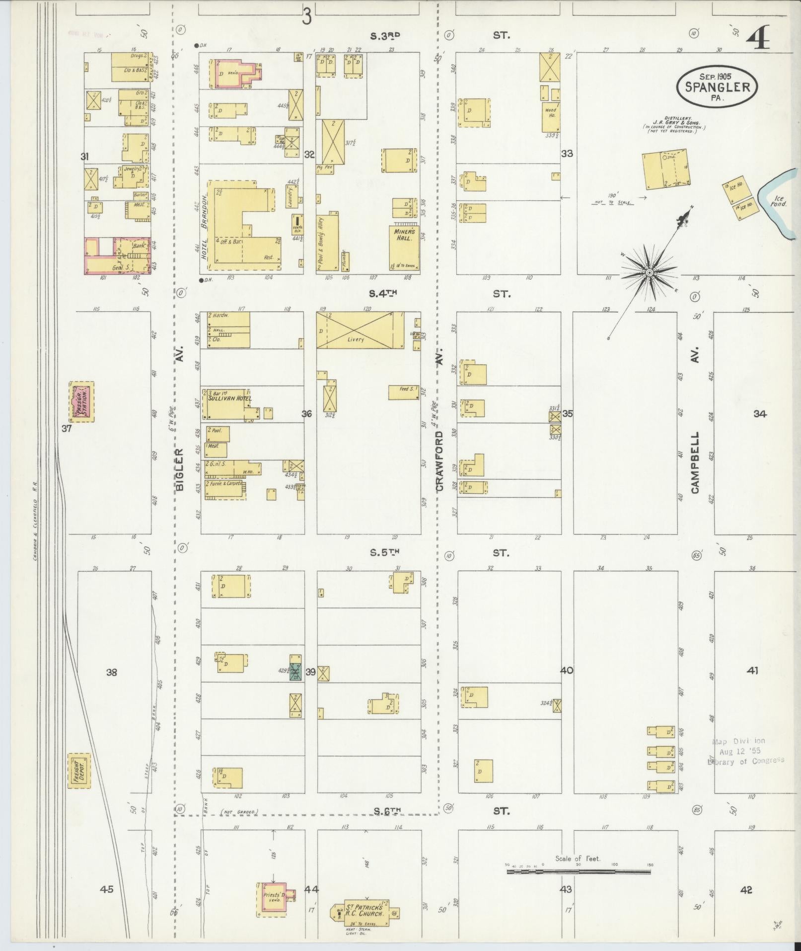 Sanborn Fire Insurance Map from Spangler, Cambria County, Pennsylvania (1905), Sheet #0004 - Complete Map Set gallery image, historic Sanborn map, vintage wall art, Pennsylvania Pennsylvania