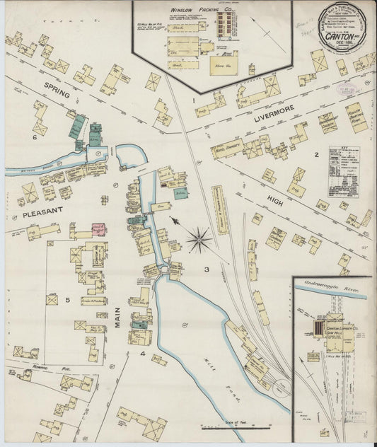 Sanborn Fire Insurance Map from Canton, Oxford County, Maine (1886), Sheet #0001 - Historic Sanborn Fire Insurance Map Print, vintage old map wall art, antique decor, genealogy gift, Maine Maine map