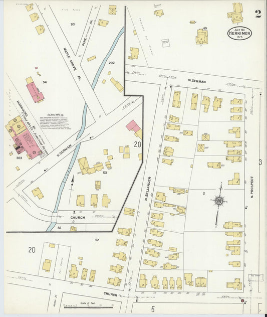 Sanborn Fire Insurance Map from Herkimer, Herkimer County, New York (1911), Sheet #0002 - Historic Sanborn Fire Insurance Map Print, vintage old map wall art, antique decor, genealogy gift, New York New York map