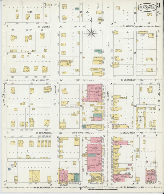 Sanborn Fire Insurance Map from Blackwell, Kay County, Oklahoma (1903), Sheet #0003 - Historic Sanborn Fire Insurance Map Print, vintage old map wall art, antique decor, genealogy gift, Oklahoma Oklahoma map