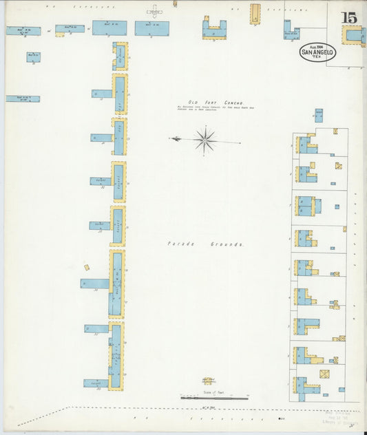 Sanborn Fire Insurance Map from San Angelo, Tom Green County, Texas (1904), Sheet #0015 - Historic Sanborn Fire Insurance Map Print, vintage old map wall art, antique decor, genealogy gift, Texas Texas map