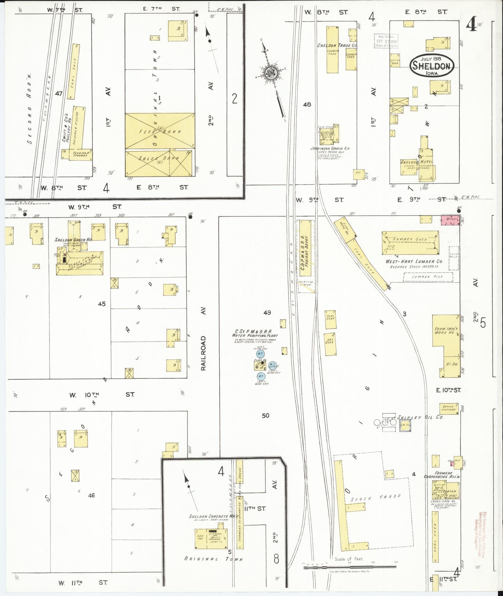 Sanborn Fire Insurance Map from Sheldon, O'Brien County, Iowa (1918), Sheet #0004 - Historic Sanborn Fire Insurance Map Print, vintage old map wall art