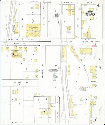 Sanborn Fire Insurance Map from Sheldon, O'Brien County, Iowa (1918), Sheet #0004 - Historic Sanborn Fire Insurance Map Print, vintage old map wall art