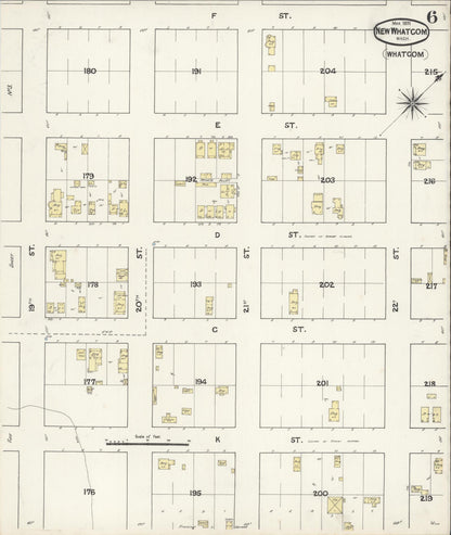 Sanborn Fire Insurance Map from New Whatcom, Whatcom County, Washington (1891), Sheet #0006 - Complete Map Set gallery image, historic Sanborn map, vintage wall art, Washington Washington