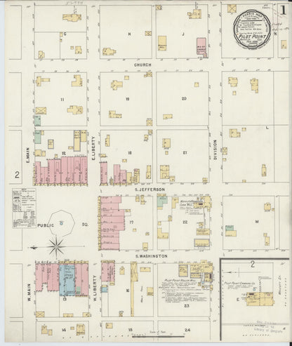 Sanborn Fire Insurance Map from Pilot Point, Denton County, Texas (1896), Sheet #0001 - Historic Sanborn Fire Insurance Map Print, vintage old map wall art, antique decor, genealogy gift, Texas Texas map