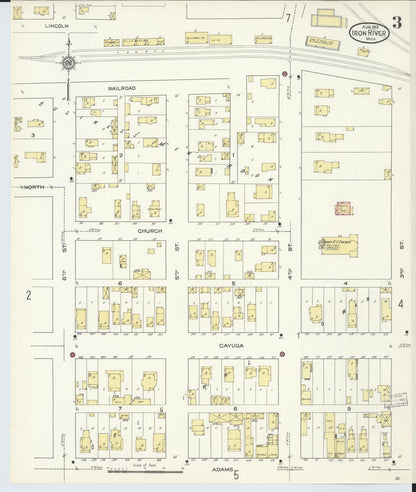 Sanborn Fire Insurance Map from Iron River, Iron County, Michigan (1913), Sheet #0003 - Complete Map Set gallery image, historic Sanborn map, vintage wall art, Michigan Michigan