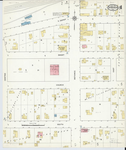 Sanborn Fire Insurance Map from Stryker, Williams County, Ohio (1916), Sheet #0004 - Historic Sanborn Fire Insurance Map Print, vintage old map wall art, antique decor, genealogy gift, Ohio Ohio map