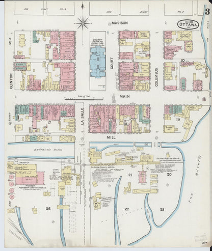 Sanborn Fire Insurance Map from Ottawa, La Salle County, Illinois (1888), Sheet #0003 - Historic Sanborn Fire Insurance Map Print, vintage old map wall art, antique decor, genealogy gift, Illinois Illinois map