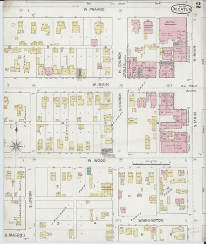 Sanborn Fire Insurance Map from Decatur, Macon County, Illinois (1887), Sheet #0002 - Historic Sanborn Fire Insurance Map Print, vintage old map wall art, antique decor, genealogy gift, Illinois Illinois map